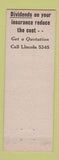 Matchbook Cover - Indian Lumbermens Mutual Insurance