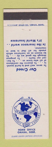 Matchbook Cover - World Insurance Company Omaha NE
