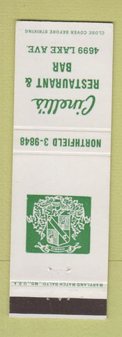 Matchbook Cover - Cinelli's Restaurant Bar Rochester NY