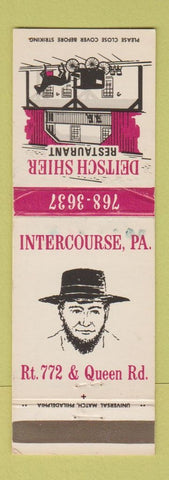 Matchbook Cover - Deitsch Shier Restaurant Intercourse PA WEAR