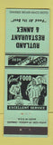 Matchbook Cover - Rutland Restaurant & Annex VT?