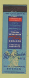Matchbook Cover - Myles Standish Hotel Boston MA