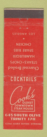 Matchbook Cover - Cook's Steak House Los Angeles CA