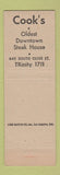 Matchbook Cover - Cook's Steak House Los Angeles CA