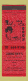 Matchbook Cover - Dorothy's Restaurant North Adams MA