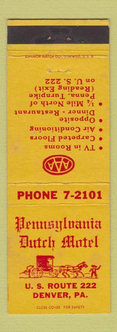 Matchbook Cover - Pennsylvania Dutch Motel Denver PA