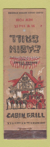 Matchbook Cover - Cabin Grill New York City WORN