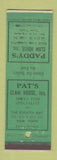 Matchbook Cover - Paddy's Clam House New York City