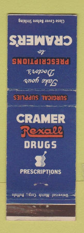 Matchbook Cover - Cramer's Drug Store Rexall Rochester NY WEAR
