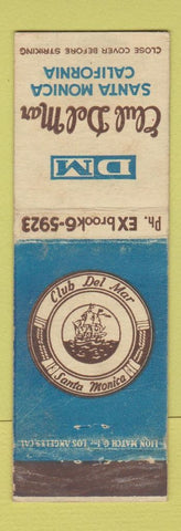 Matchbook Cover - Club Del Mar Santa Monica CA WEAR