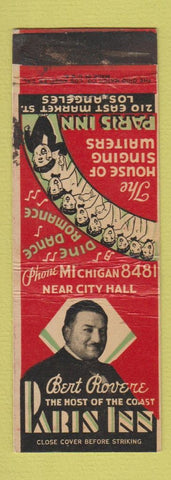 Matchbook Cover - Bert Rovere Paris Inn Los Angeles CA WORN