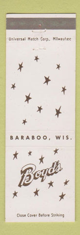 Matchbook Cover - Boyd's Baraboo WI restaurant