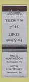 Matchbook Cover - Hotel Huntingdon PA Lewistown WEAR