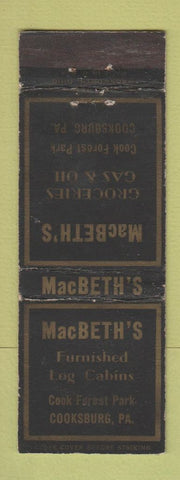 Matchbook Cover - MacBeth's Grocery oil gas Cooksburg PA WEAR