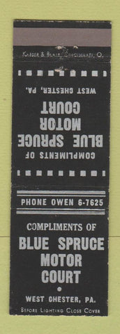 Matchbook Cover - Blue Spruce Motor Court West Chester PA