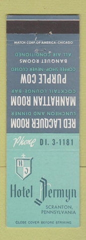 Matchbook Cover - Hotel Jermyn Scranton PA
