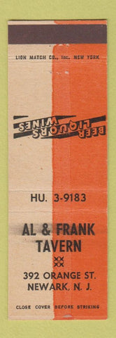 Matchbook Cover - Al & Frank Tavern Newark NJ WEAR