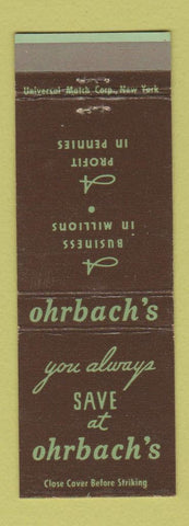 Matchbook Cover - Ohrbach's Newark NJ Los Angeles CA Los Angeles CA