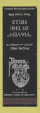 Matchbook Cover - Haven in the Hills Tavern Stony Creek Mills