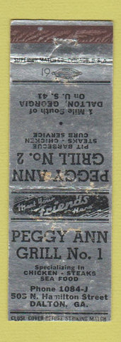 Matchbook Cover - Peggy Ann Grill Dalton GA WORN