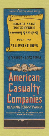 Matchbook Cover - Miller Real Estate Insurance Geneva OH