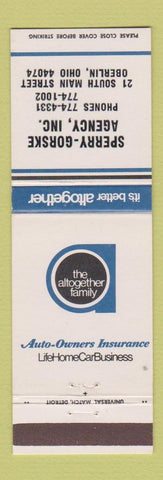 Matchbook Cover - Sperry Gorske Insurance Oberlin OH