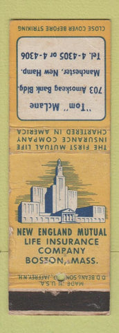 Matchbook Cover - New England Mutual Insurance Tom McLane Manchester NH WORN