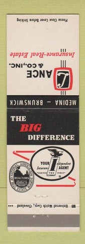 Matchbook Cover - Lance Insurance Medina Brunswick OH #1