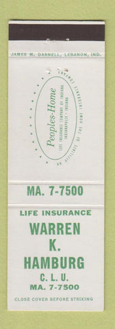 Matchbook Cover - Warren Hamburg Insurance