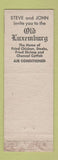 Matchbook Cover - Old Luxemburg Inn Steve Tomko John Di Censo