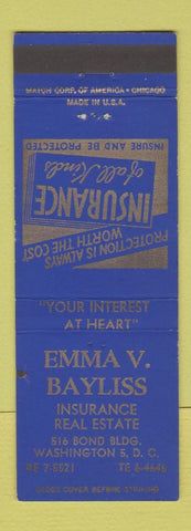 Matchbook Cover - Emma Bayliss Insurance Real Estate Washington DC