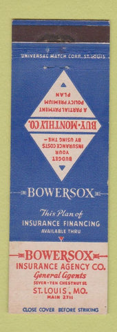 Matchbook Cover - Bowerson Insurance St Louis MO