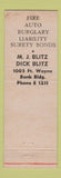 Matchbook Cover - Blitz Insurance 60th Fort Wayne?