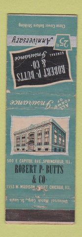 Matchbook Cover - Robert Butts Insurance Chicago IL WORN