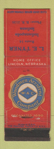 Matchbook Cover - LE Tyner Insurance Indianapolis IN WORN
