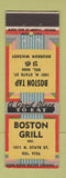 Matchbook Cover - Boston Grill Chicago IL