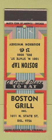 Matchbook Cover - Boston Grill Chicago IL