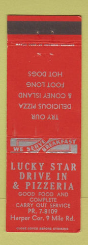 Matchbook Cover - Lucky Star Drive In Pizza Restaurant St Clair Shores MI