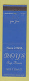Matchbook Cover - Roy's Tap Room Chicago? IL