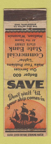 Matchbook Cover - Commercial State Bank Madison WI WEAR