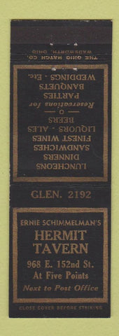 Matchbook Cover - Hermit Tavern Ernie Schimmelman's