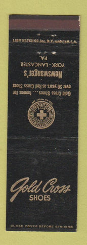 Matchbook Cover - Gold Cross Shoes York Lancaster PA Newswanger's