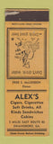 Matchbook Cover - Alex's Swainsboro GA YELLOW WORN
