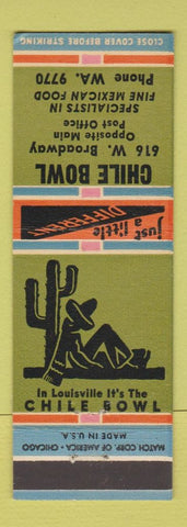 Matchbook Cover - Chile Bowl Mexican Restaurant Louisville KY