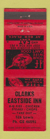 Matchbook Cover - Clarks Eastside Inn RED