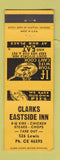 Matchbook Cover - Clarks Eastside Inn YELLOW WEAR
