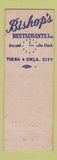Matchbook Cover - Bishop's Restaurant Tulsa Oklahoma City OK