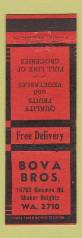 Matchbook Cover - Bova Bros Grocery Shaker Heights OH