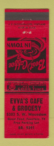 Matchbook Cover - Evva's Cafe Grocery Store Portland OR