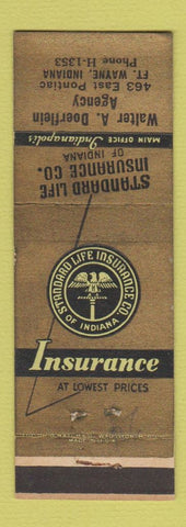 Matchbook Cover - Standard Life Insurance Walter Doerflein Fort Wayne IN WEAR